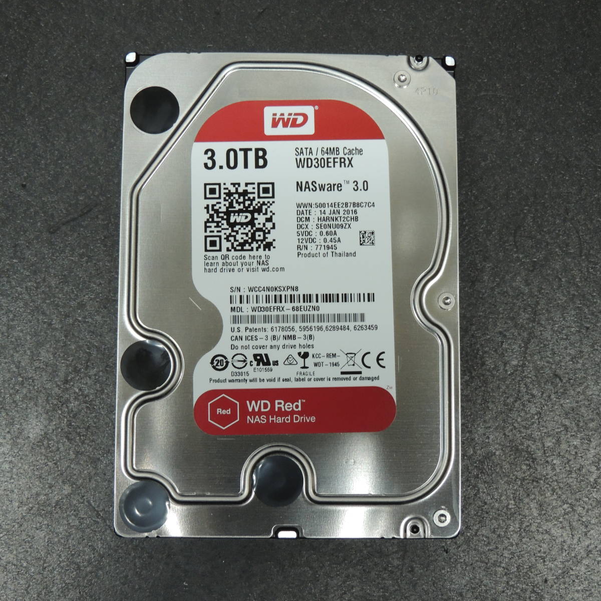 検品済み/使用2034時間】WD 3TB HDD WD30EFRX 管理:ス-01 検済み/使用