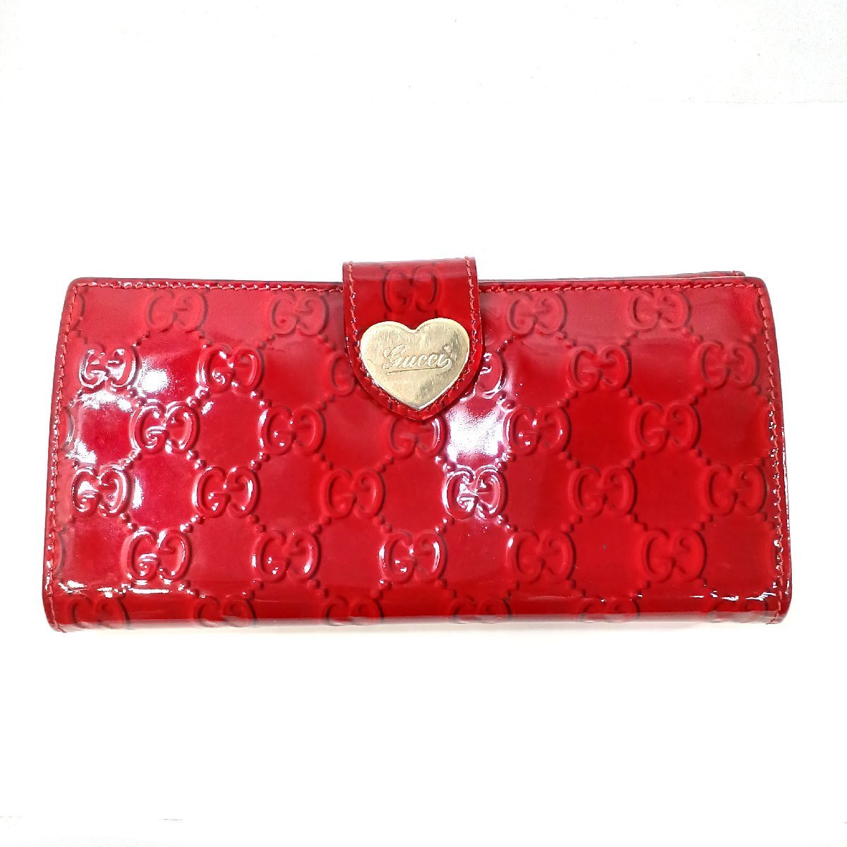 グッチ ラブリーハート 長財布 GUCCI Wホック グッチシマ シマ 茶訳 
