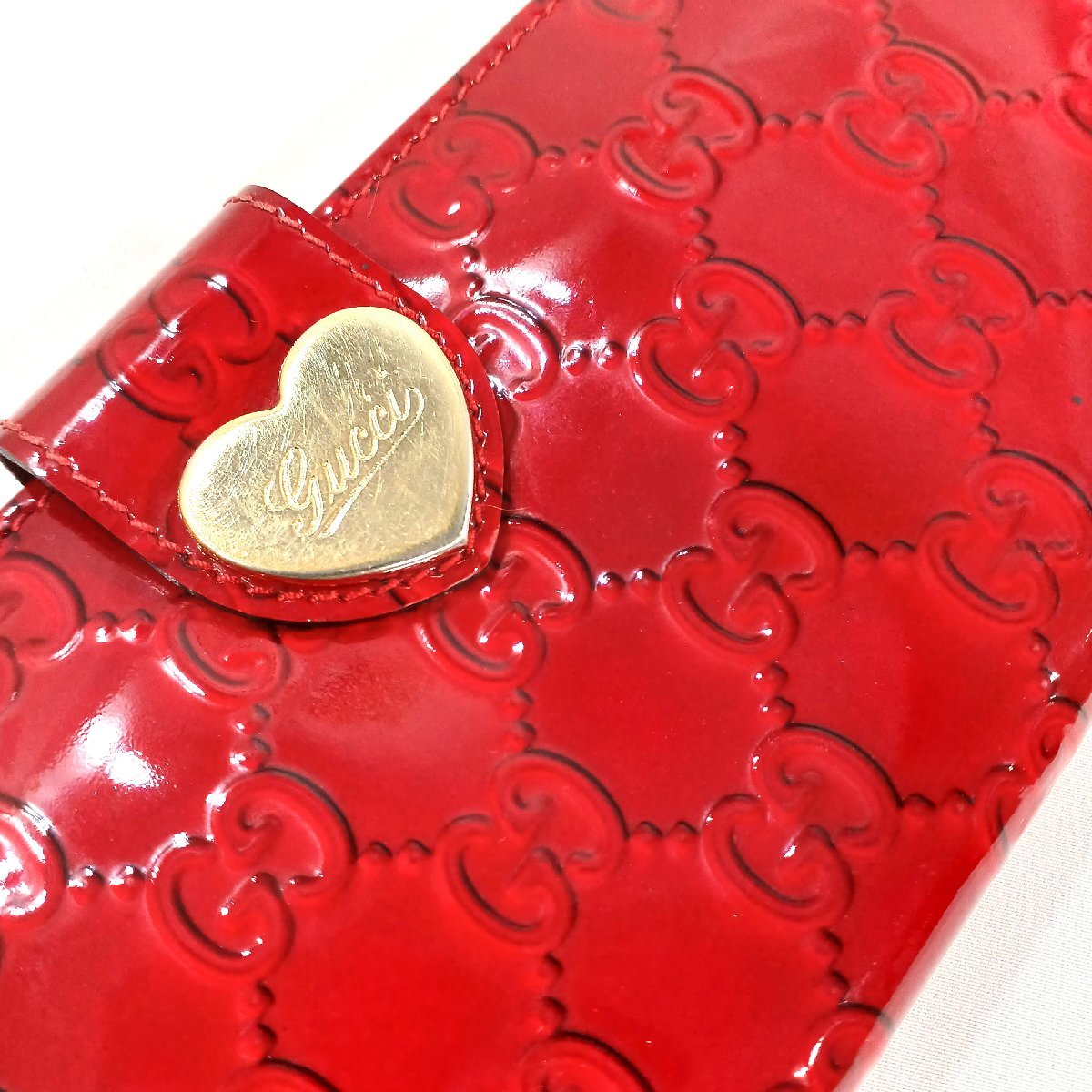グッチ ラブリーハート 長財布 GUCCI Wホック グッチシマ シマ 茶訳 