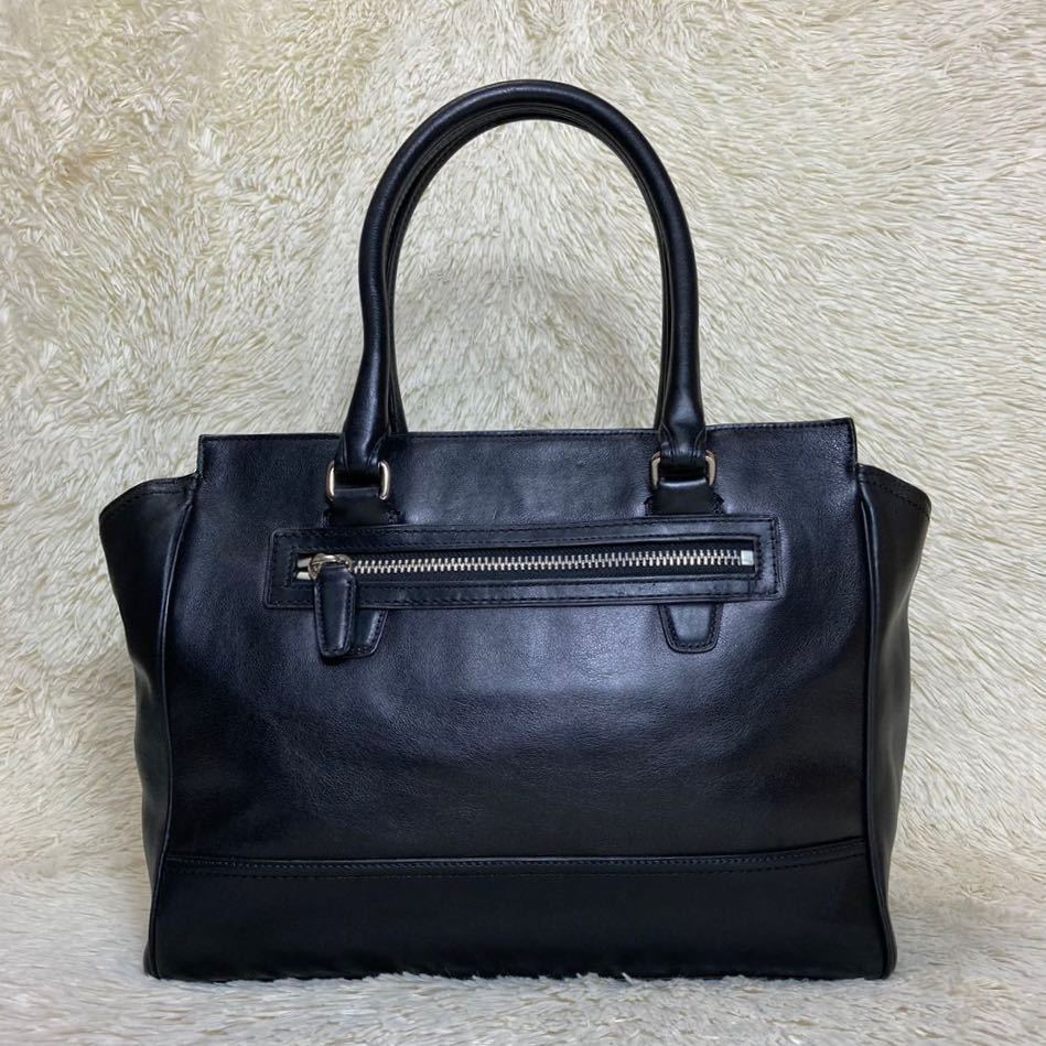 極美品】COACH コーチ トートバッグ レザー ブラック 黒 ロゴ入り 