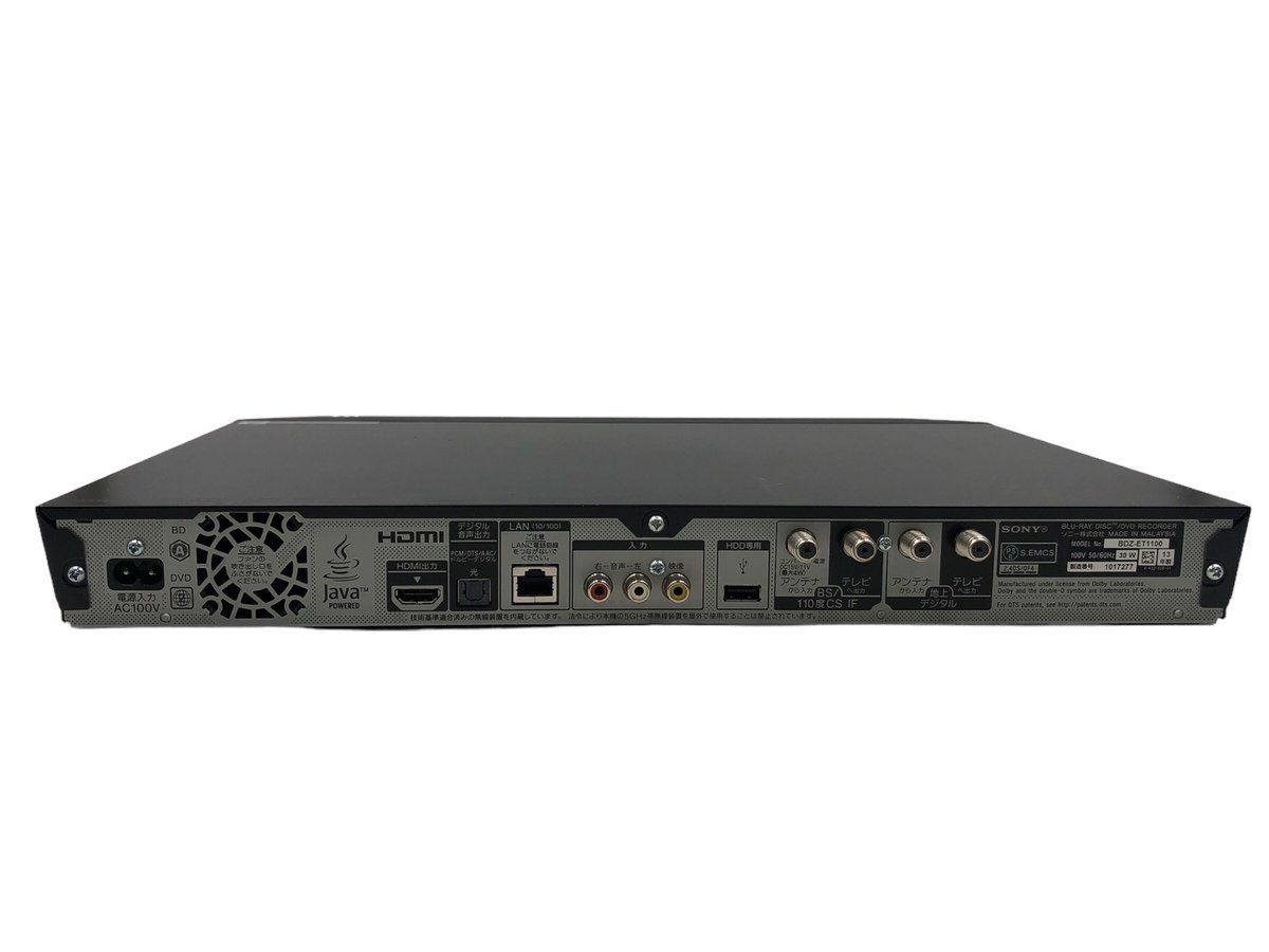 SONY BDZ-ET1100 1TB 3番組録画 動作品 SONY BDZ-ET1100 ソニー 公式通販 1TB ブルーレイレコーダー