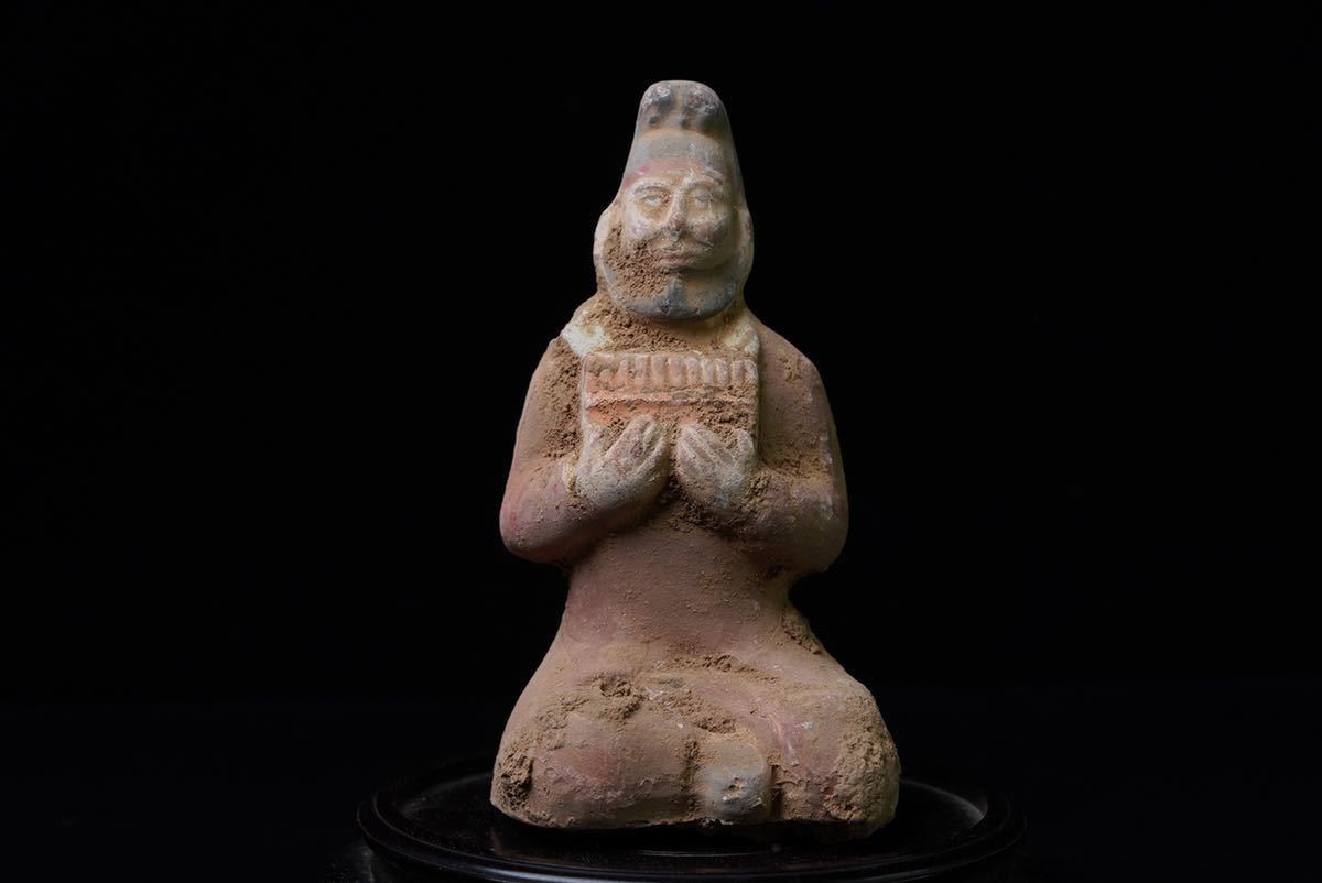 中国古美術 唐三彩 埴輪 胡人俑 色絵 陶器 時代物 唐物 高さ14cmの入札