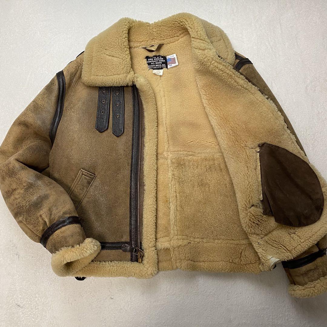 希少XL!!美品 SCHOTT ショット TYPE B-3 リアルムートン シープスキン 
