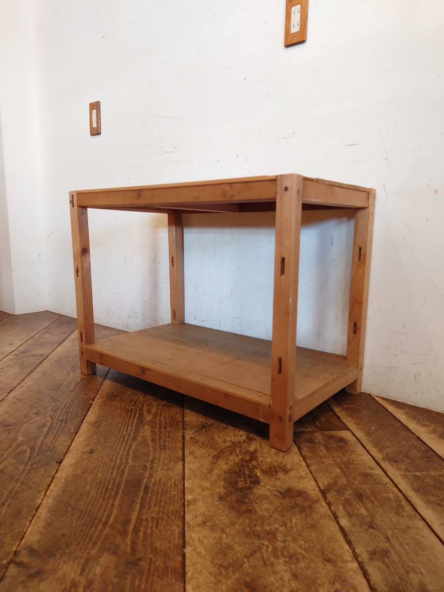 ビンテージ 木製 オープンシェルフ 幅74cm OR-309/レトロ 古家具 古道具 飾り棚 オープンラック ローテーブル 店舗什器