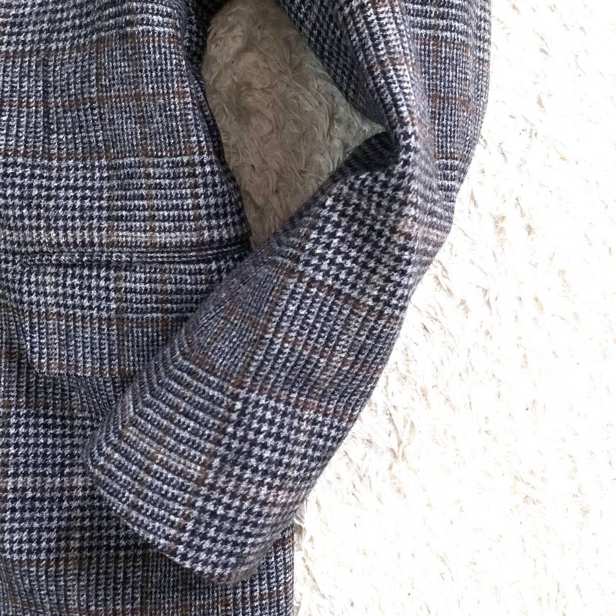極美品LoroPiana×EDIFICEチェスターコートグレンチェック柄千鳥格子柄M 