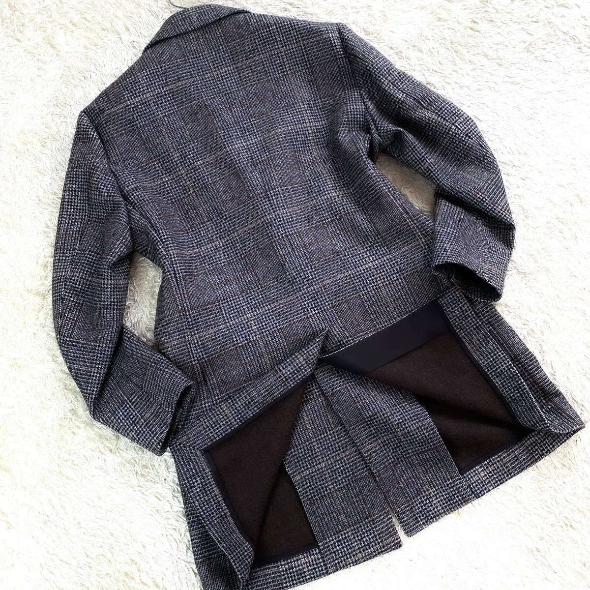 極美品LoroPiana×EDIFICEチェスターコートグレンチェック柄千鳥格子柄M 