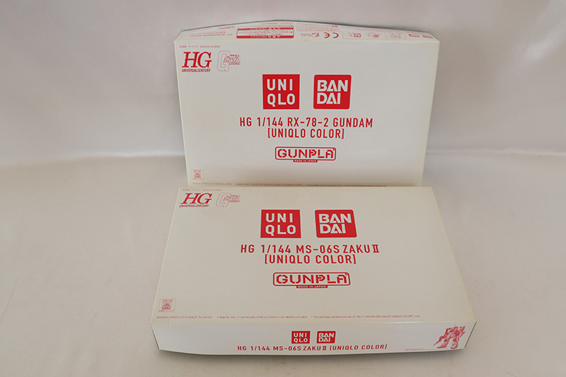 1円スタート 未組立 HG 1/144 RX-78-2 ガンダム MS-06S ザクⅡ ユニクロカラー 2点 まとめ売り GUNDAM ZAKUⅡ 取扱説明書欠品あり_1