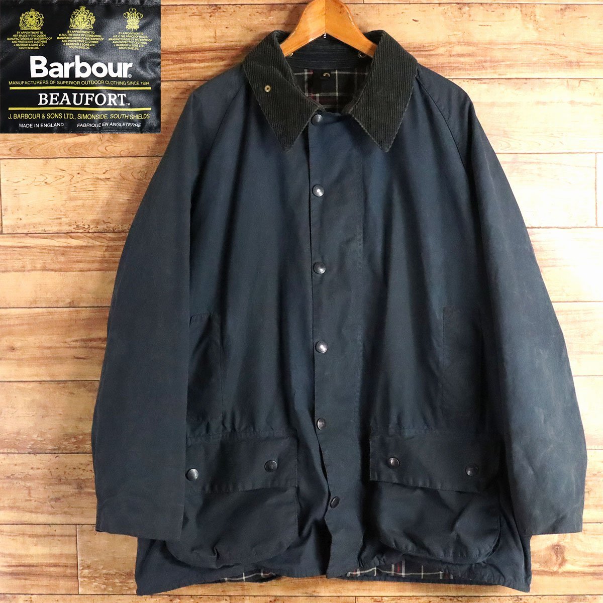 ?1T/R10.31-2　90s　イギリス製　Barbour　バブアー　BEAUFORT　ビューフォート　オイルドジャケット　C48　オイルジャケット　3ワラント