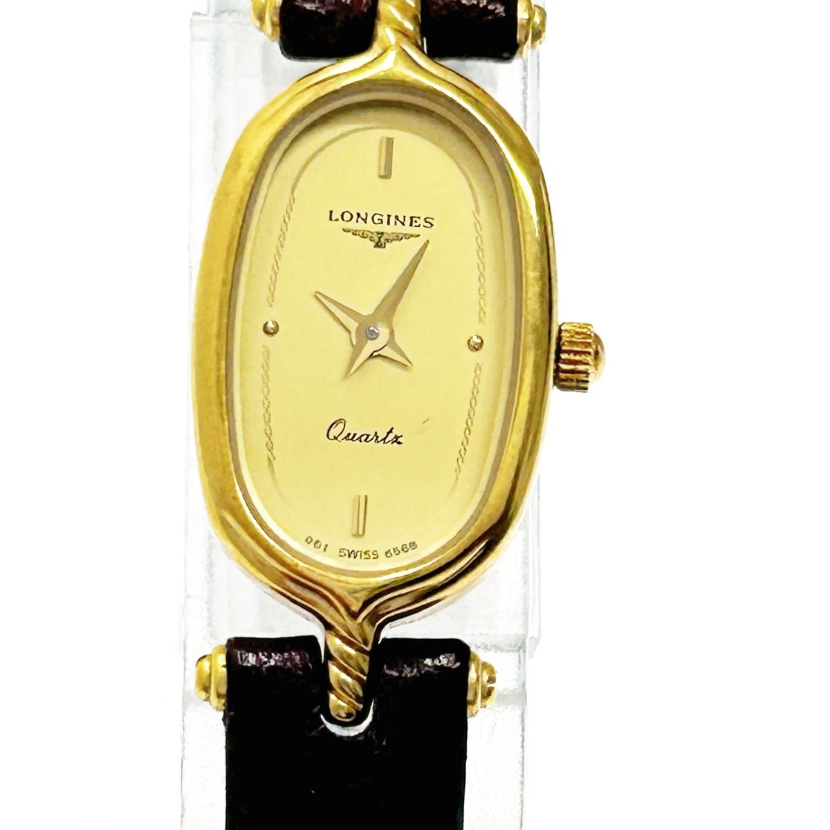 1円スタート】LONGINES ロンジン ラウンド GP×SS ゴールド文字盤