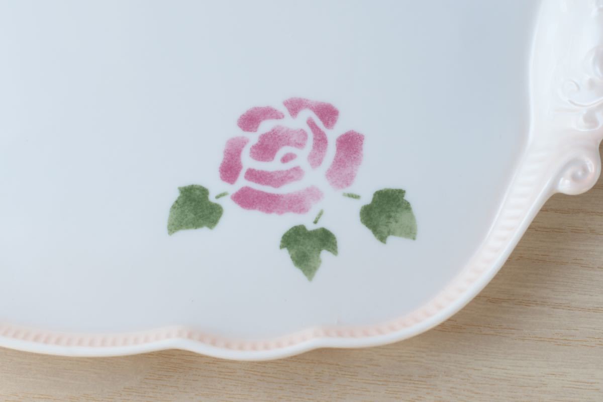 マニーローズ　バロックアナイス　手つきトレー　大皿　陶器 オーバル　日本　インテリア　新品_3