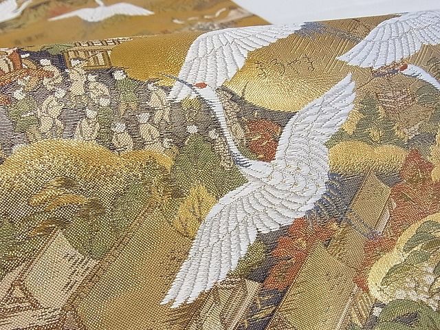 逸品 正絹 唐織 金糸 平和屋着物◎六通柄袋帯 六通柄袋帯 正倉院花文