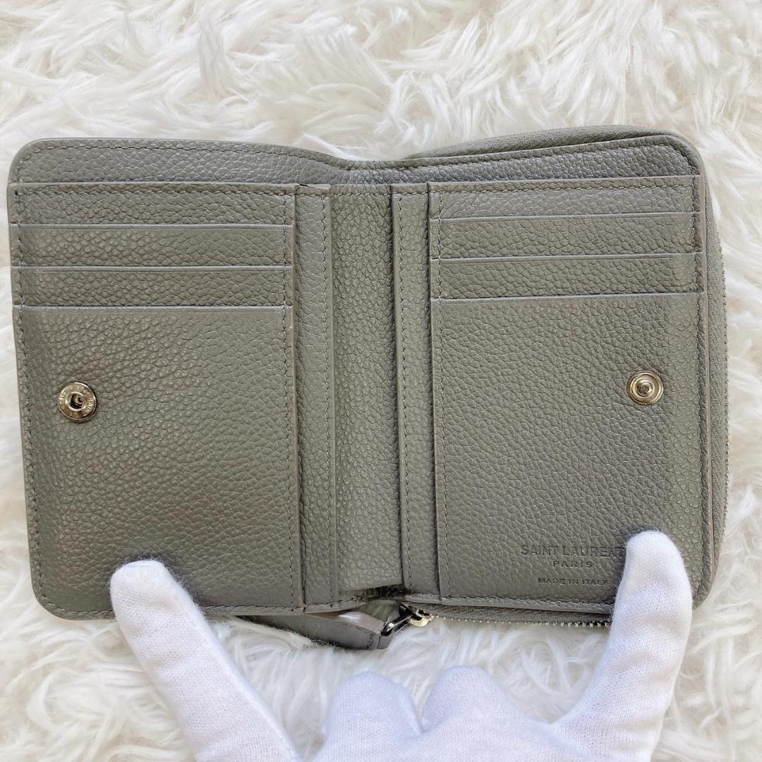 1円 スタート サンローランパリ SAINLAURENT 二つ折り財布 コンパクト