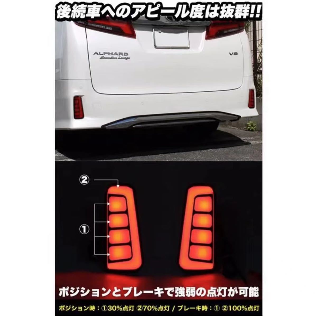 アルファード ヴェルファイア 30系 LEDリフレクター 流れるウィンカー 