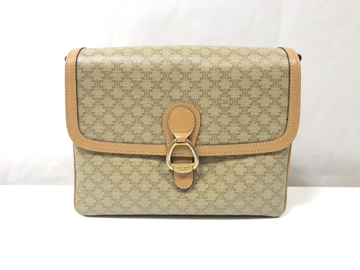 ☆ CELINE セリーヌ M12 マカダム柄 ショルダーバッグ ゴールド