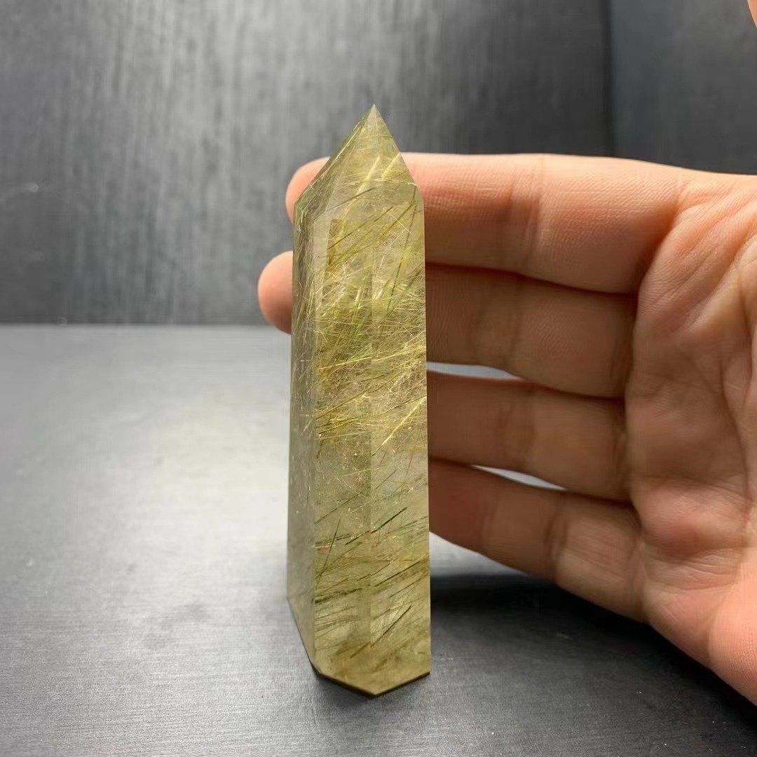 みっつ様 煙水晶 ルチル 六角柱 濃密 ルチルクォーツ ルチルクォーツ 六角柱 AAA級天然ゴールドルチルクォーツ六角柱B0604