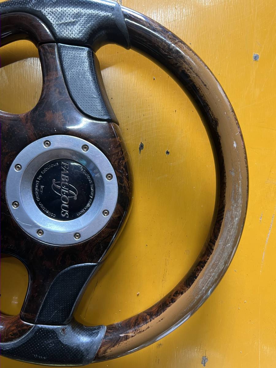FABULOUS ステアリング ウッドブラウン レザー ボス付 Yahoo