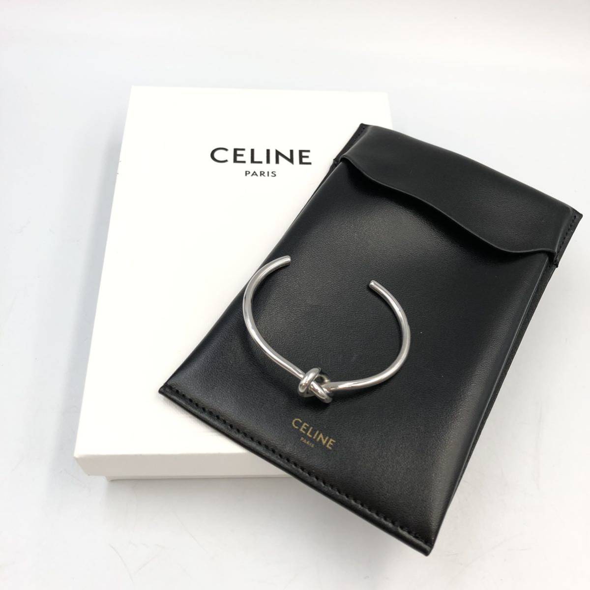 11/17 ME-I1363★セリーヌ バングル 箱付き★CELINE/ブレスレット/シルバー/アクセサリー/バングル／ブランドアクセ/保存袋付き/EA3 EH0