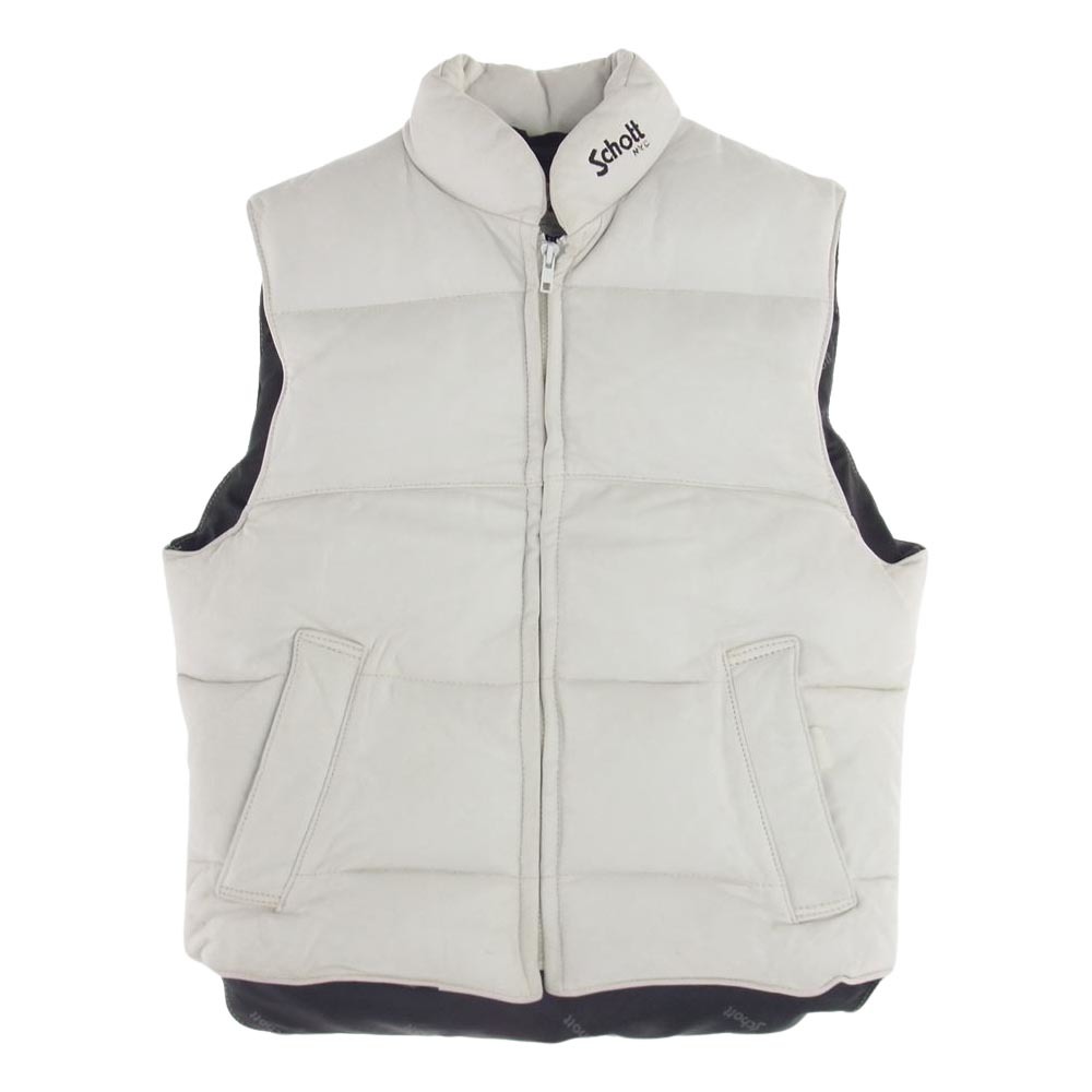 schott ショット USA製 レザー ダウン ベスト ホワイト系 40【中古