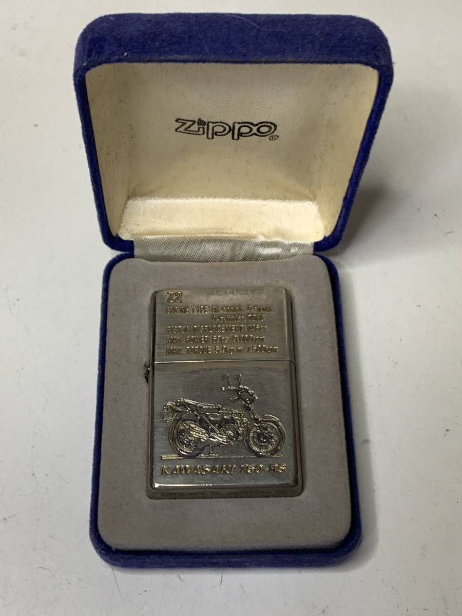 ★1999年製 ZIPPO ジッポ 1937 REPLICA KAWASAKI 750 RS Z2 レプリカ カワサキ ロードスター シルバー ゴールド 銀 金 バイク Zippo 0 Replica