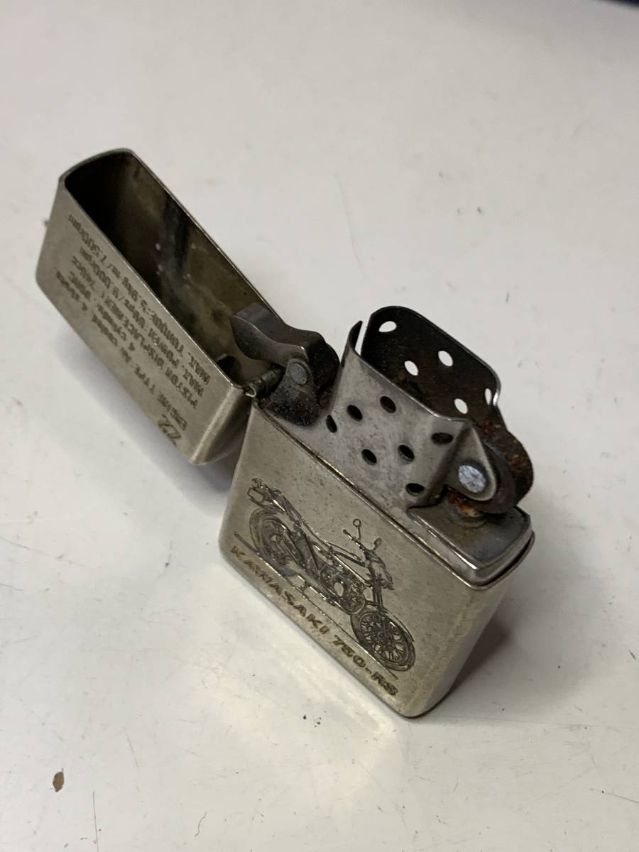 ★1999年製 ZIPPO ジッポ 1937 REPLICA KAWASAKI 750 RS Z2 レプリカ カワサキ ロードスター シルバー ゴールド 銀 金 バイク Zippo 0 Replica
