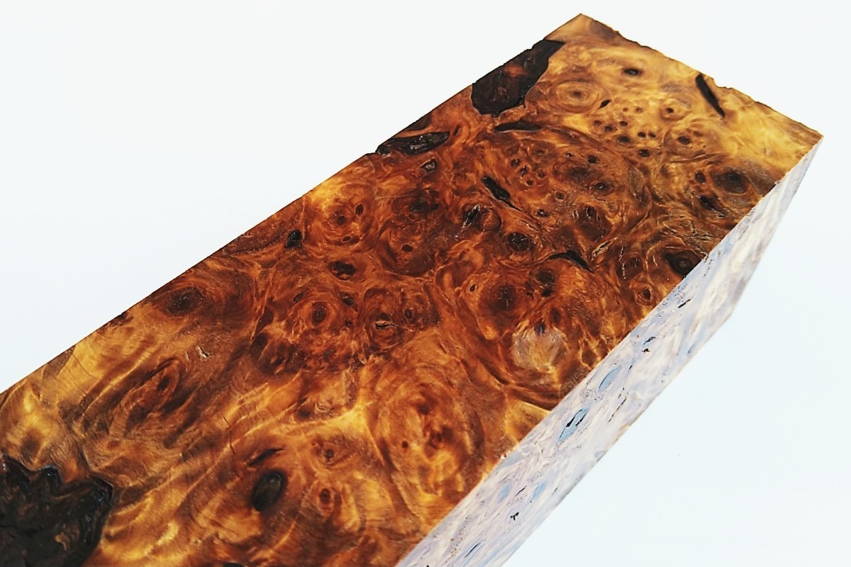 ◆栃　トチ　瘤杢　角材◆ ペンブランク　ハンドル材等◆　228mm×60mm×57mm ⑧◆