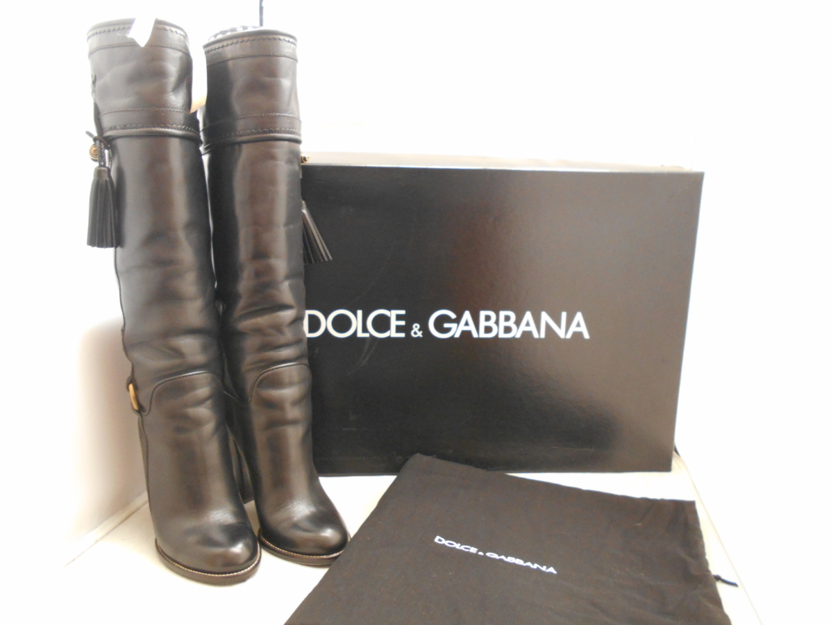 ☆【DOLCE＆GABBANA】　ドルチェ＆ガッバーナ　ロングブーツ　靴　ブラック　黒　サイズ：23　SY01-IE2★★