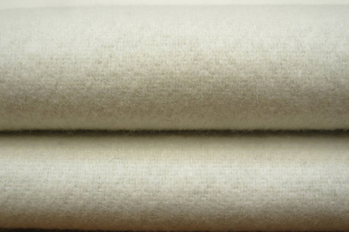 c022・終・カシミア100%・オフ白/ライトグレーパープル2m・Wフェイスビーバー・リバーシブル・無地・コート・マント・ポンチョ