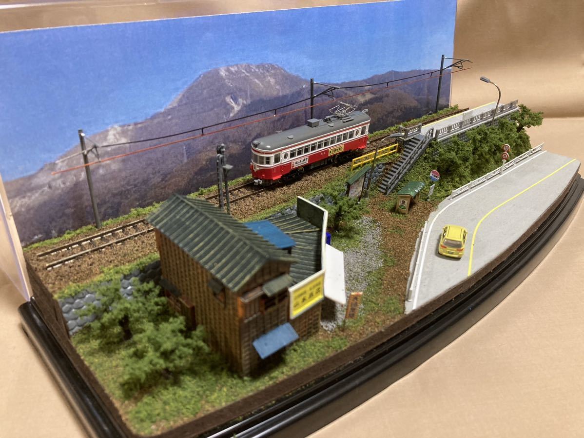 nゲージ 展示台 ゲージ鉄道模型用展示台ケース付きP 駅舎付き 注文製作