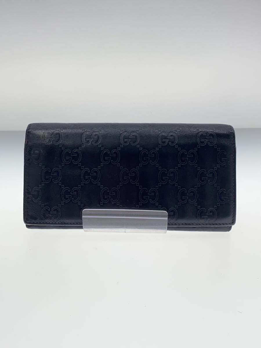 GUCCI◇長サイフ_グッチシマ/レザー/BLK/総柄/メンズ 【公式通販】