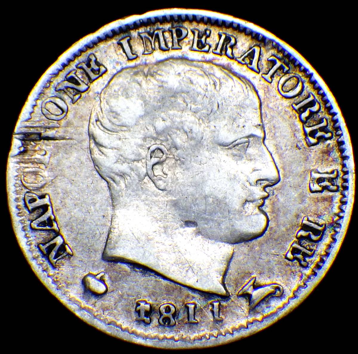 1811年 イタリア王国 5ソルディ銀貨 国王ナポレオン1世と王冠 ナポレオン1世