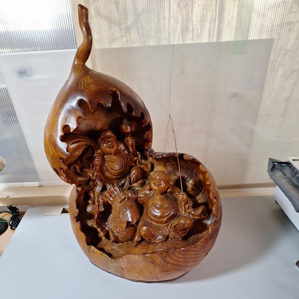 木彫 七福神 弁天様 恵比寿様 瓢箪 工芸品 縁起物 アンティーク 