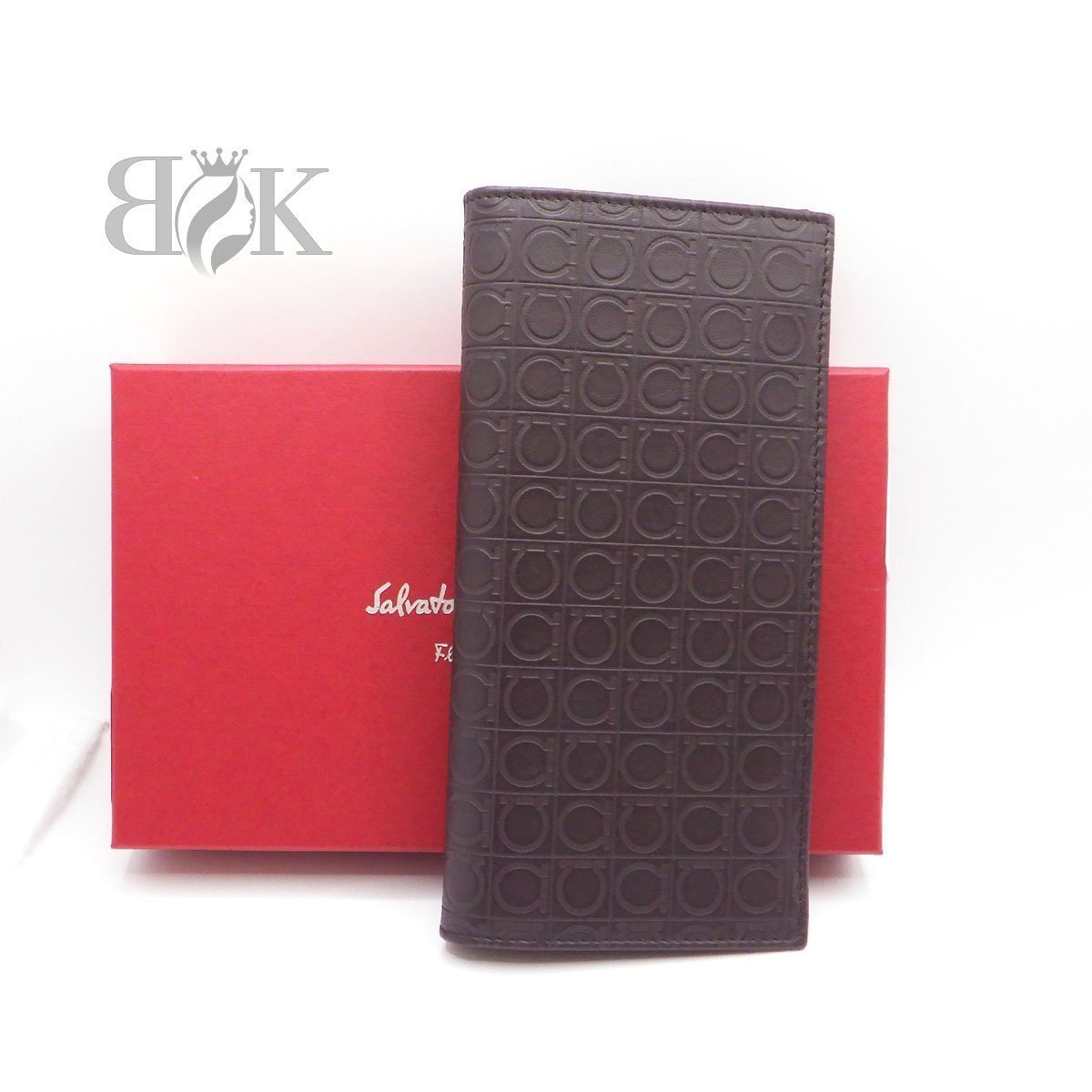 フェラガモ 二つ折り 長財布 66-9413 茶系 未使用 ●