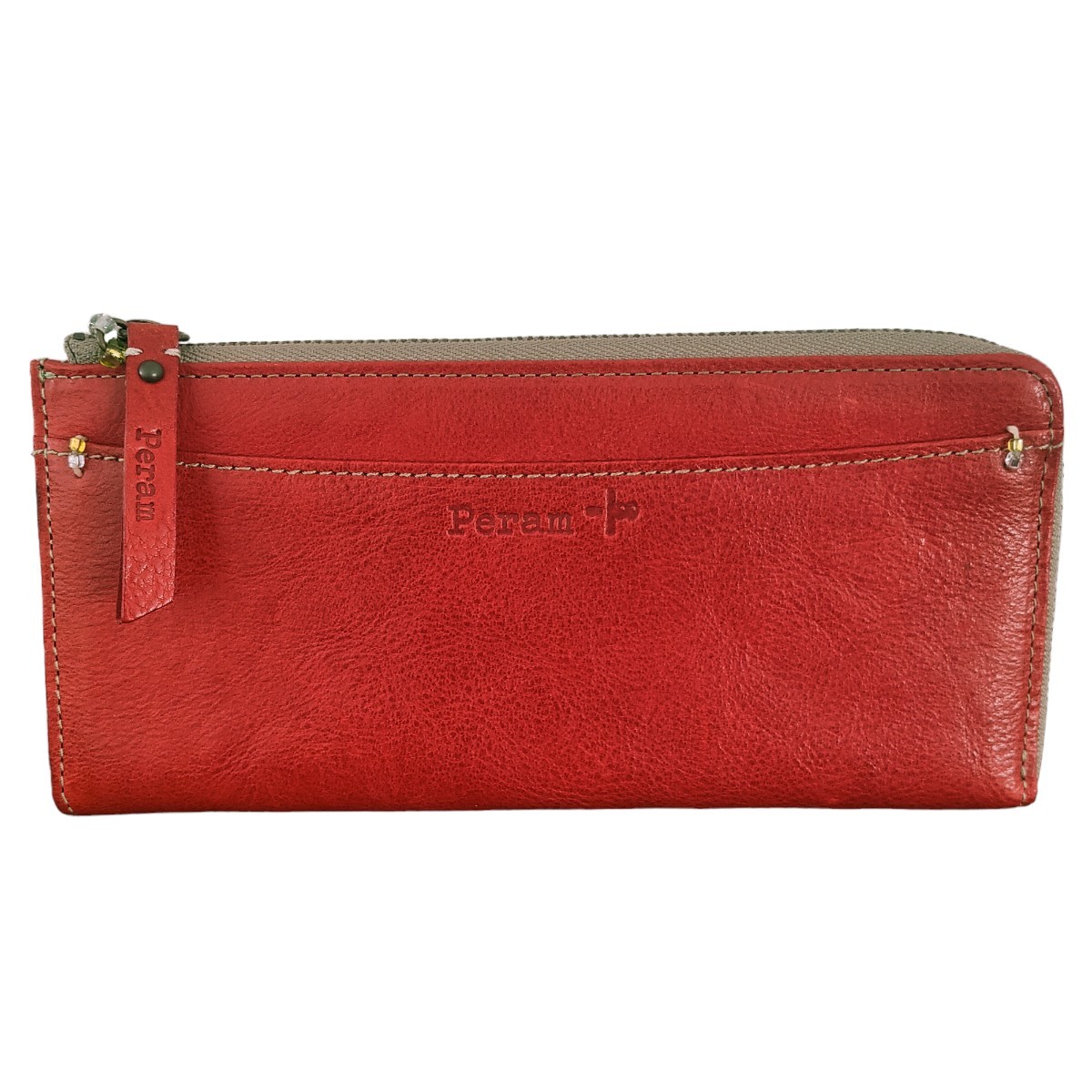 未使用品 peram ペラム 財布 サイフ レザー L字ファスナー レザー 財布 牛革 ウォレット