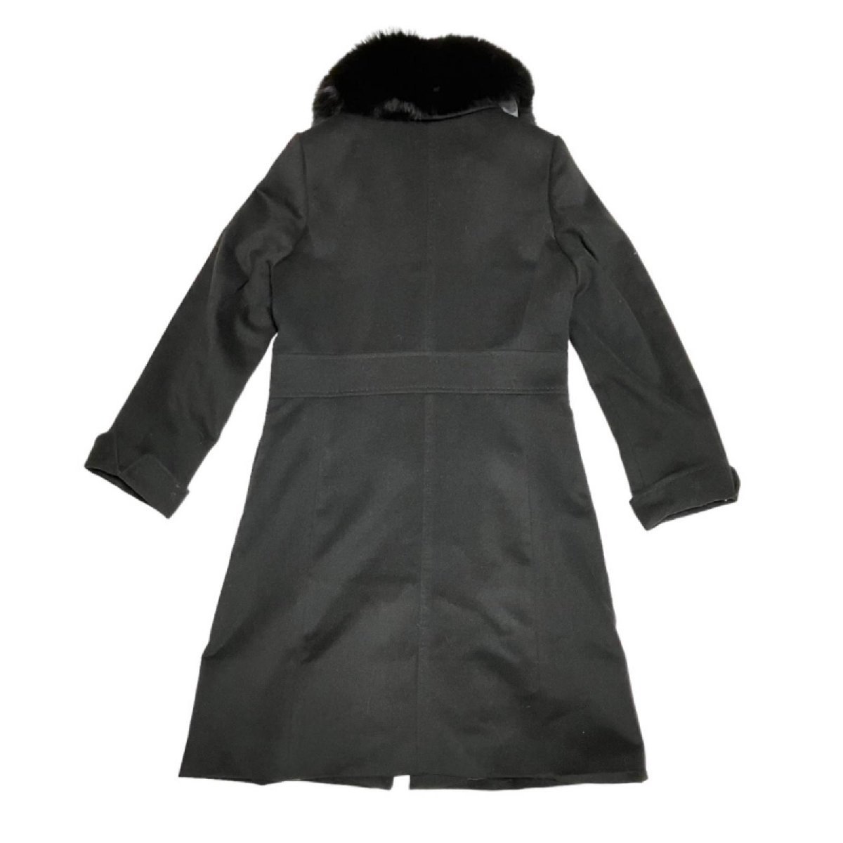 極美品バルマン カシミヤ100% ロングコート フォックスファー ベルト