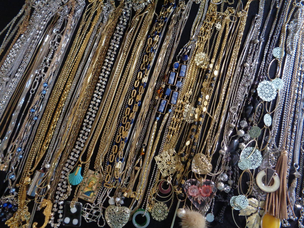 ＊100円～【お買得品】swatch/NAKAMOL含む 豪華 ゴールド・シルバーカラーチェーン ロングネックレス 59点 大量 おまとめセット＊T-17