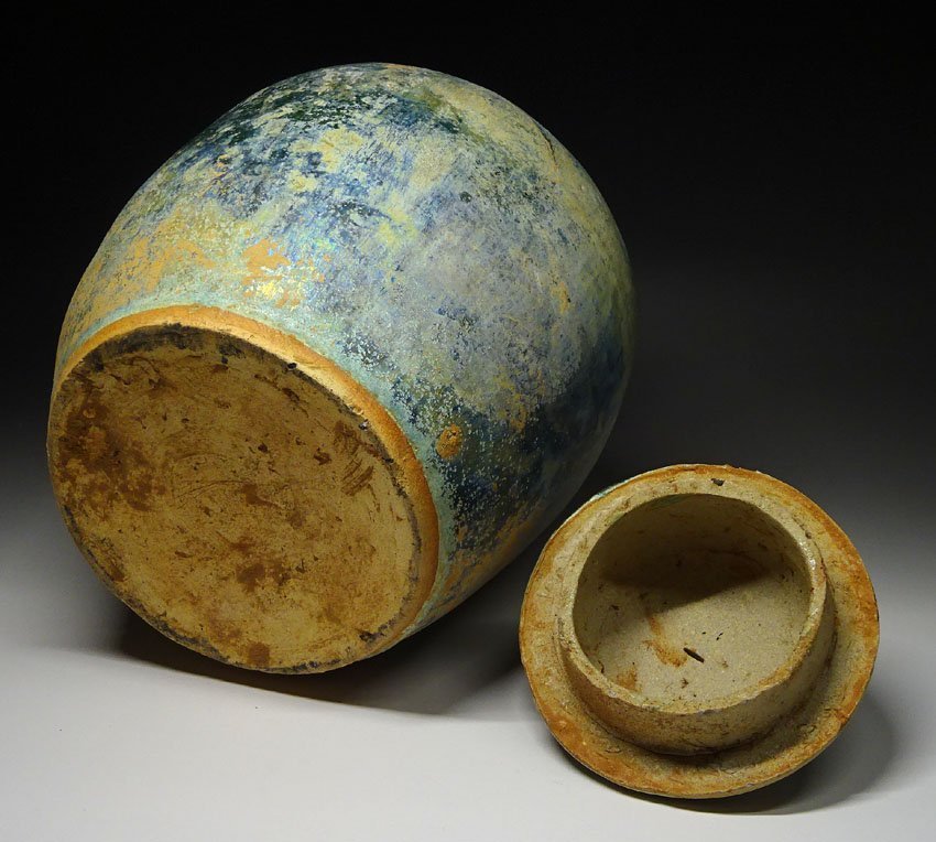 緑屋f□ 中国古玩 漢 緑釉 銀化 蓋付壷 唐物