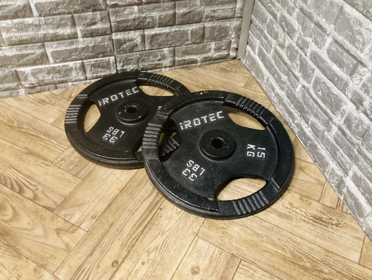 iROTEC アイロテック バーベルプレート 15Kg×2/計30Kg 穴径28mm 筋トレ 「16196」