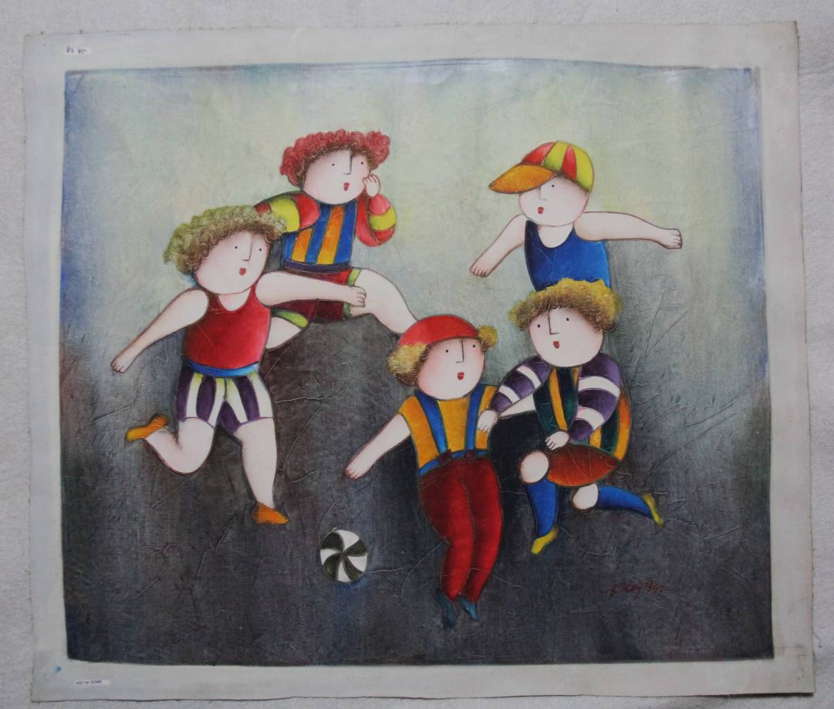 ジェイ・ロイバル 『フットボール』油彩 直筆サイン　真作