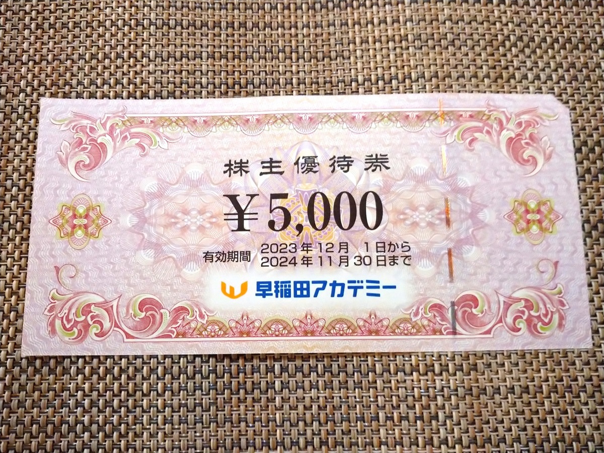 早稲田アカデミー 株主優待券 5000円分 2024/11/30迄 送料無料 【公式