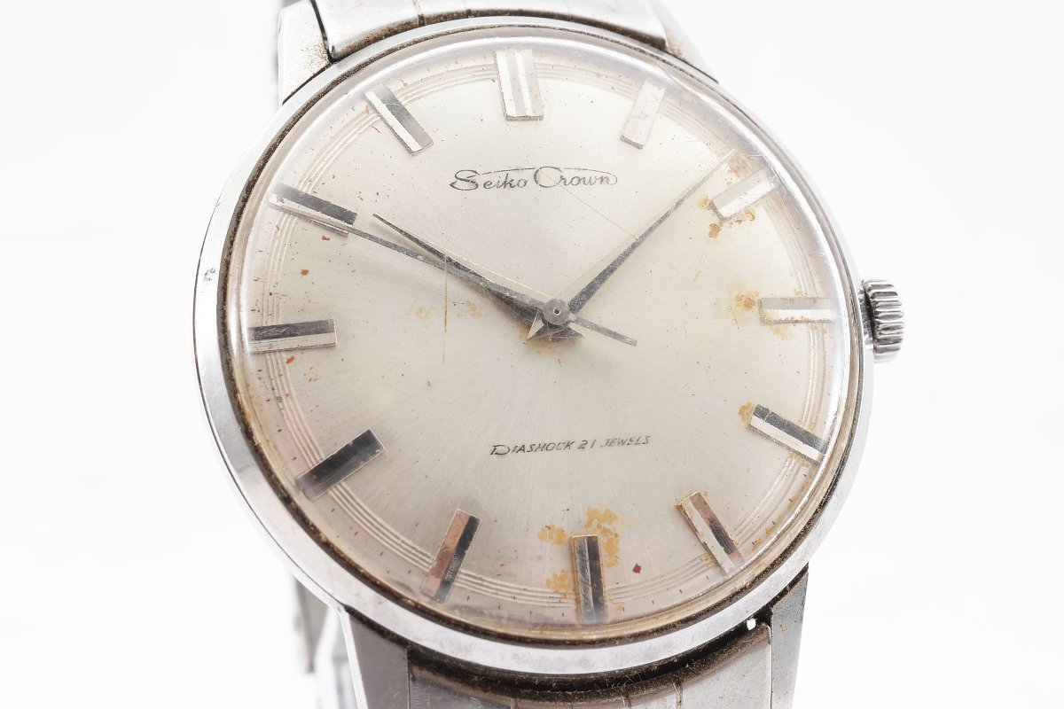 セイコー クラウン ダイヤショック ラウンド 手巻き メンズ 腕時計 SEIKO