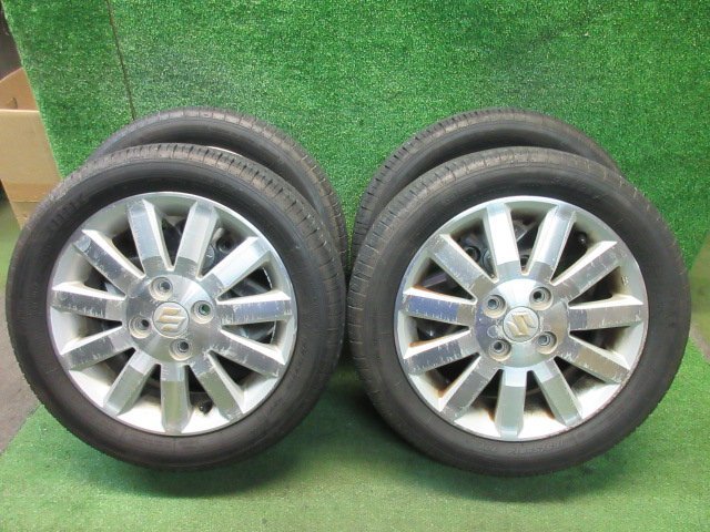 スズキ 純正 14インチ 14x4.5J PCD100 +50 4H 165/55R14 4本　セルボ パレット MRワゴン ワゴンR等　　2023.10.13.O.4-A40　23100184