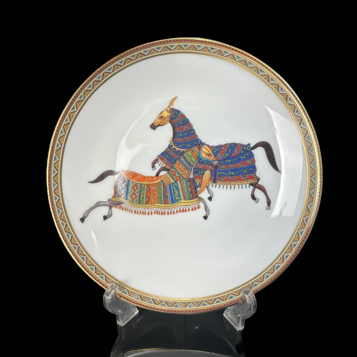 希少 ★未使用★ HERMES エルメス シュヴァルドリアン デザートプレート 17cm お皿 馬 ケーキ皿 金彩