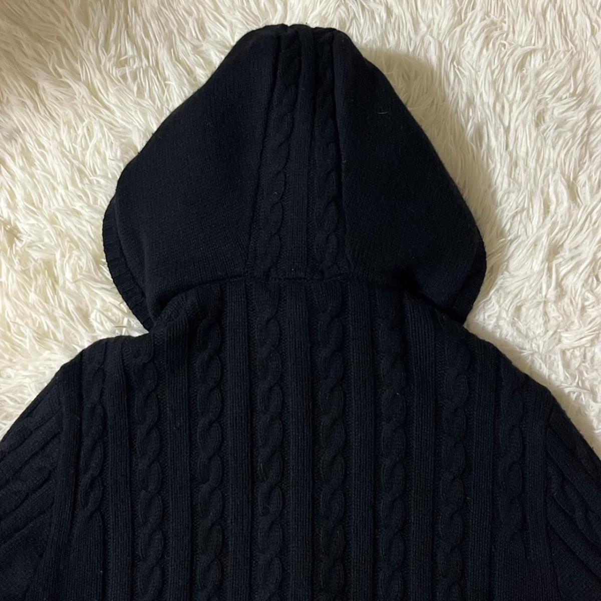 極美品/L○バーバリーブラックレーベル ボアファー ケーブル編み