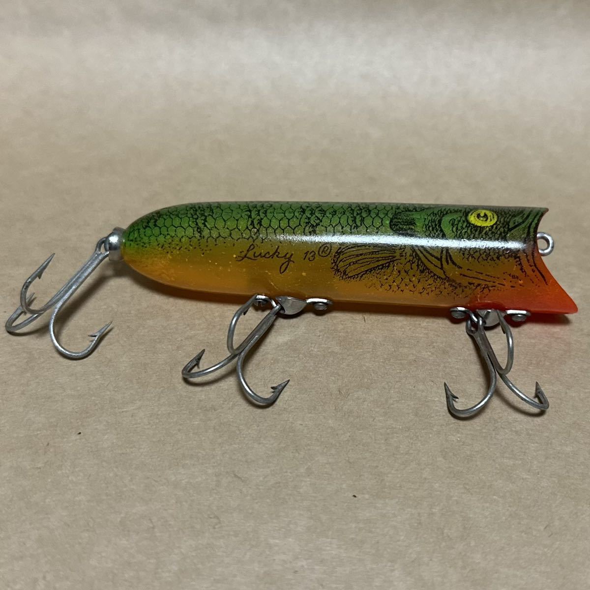 希少 人気色 縦割れ吹き目 old heddon lucky13 オールド ヘドン