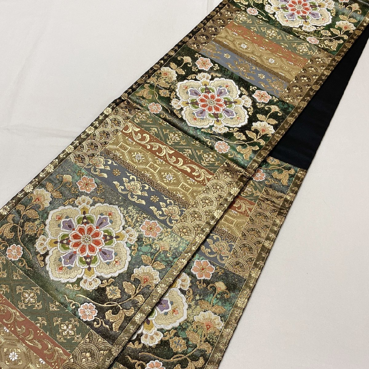 着物月花 唐織 引箔 華文様 袋帯 六通柄 正絹 金糸 ob364 着物月