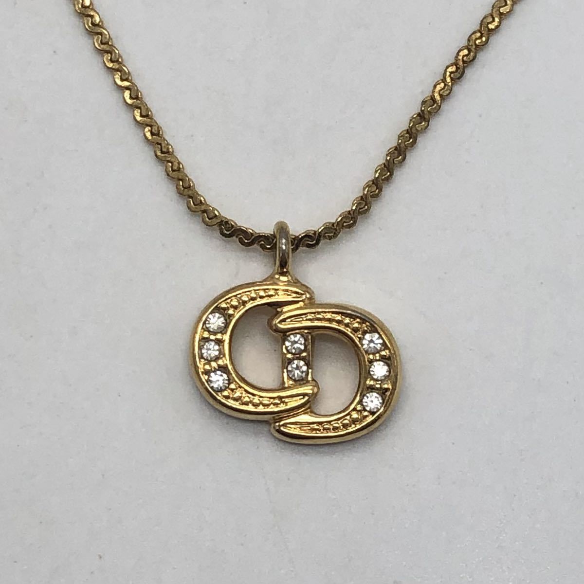 Christian Dior クリスチャン ディオール ネックレス ゴールド CDロゴ ラインストーン アクセサリー P7112