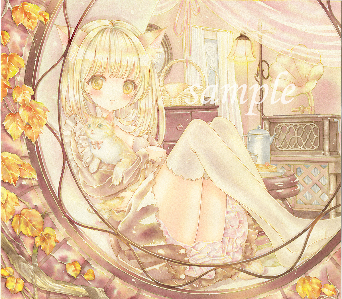 部屋 ◇同人手描きイラスト◇オリジナル◇あたたかい部屋◇273×242㎜◇