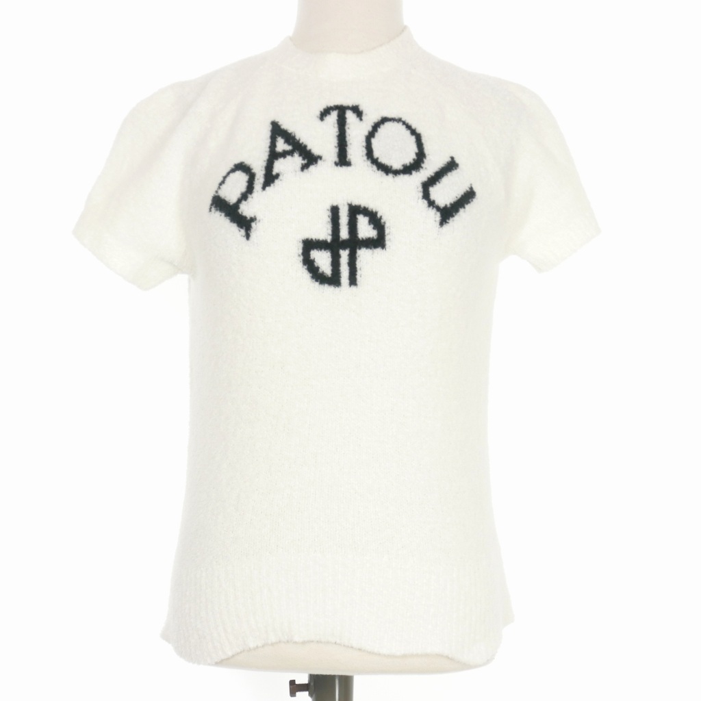 パトゥ PATOU ロゴジャガードニット セーター 半袖 XS ホワイト 白 23S