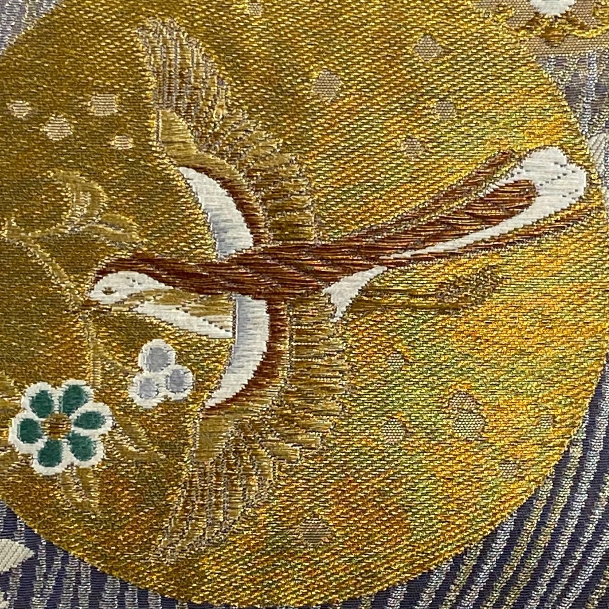 袋帯 秀品 六通 美品 箔 草花 やまと 正絹 金銀糸 中古 灰紫 金糸 紫 