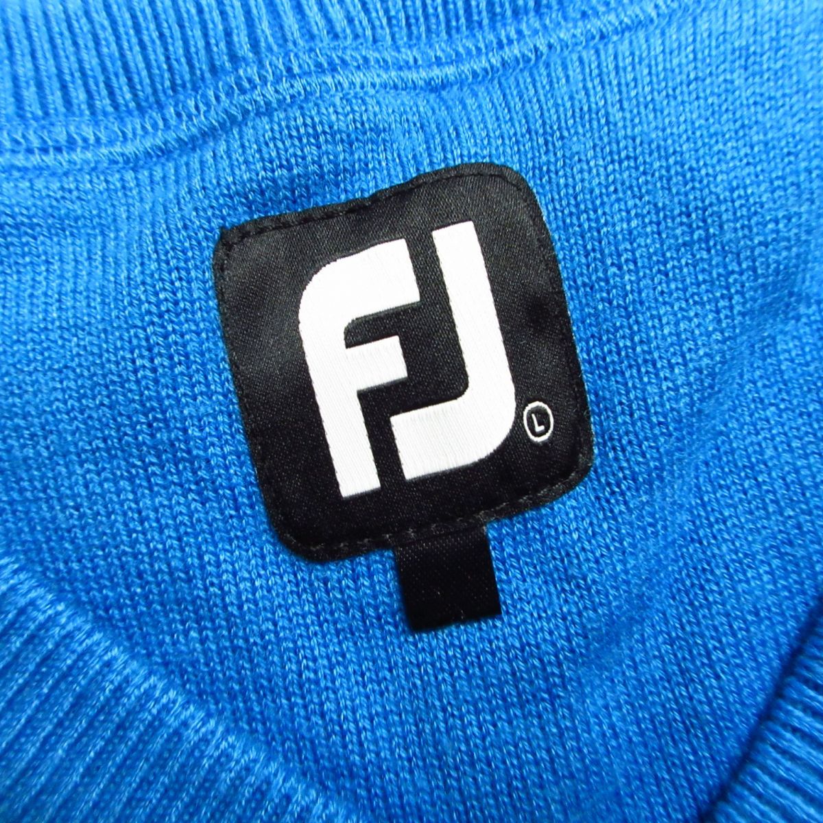 極美品 フットジョイ FootJoy アーガイル柄 ニット ベスト 青 メンズ L 